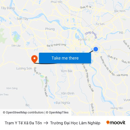 Trạm Y Tế Xã Đa Tốn to Trường Đại Học Lâm Nghiệp map