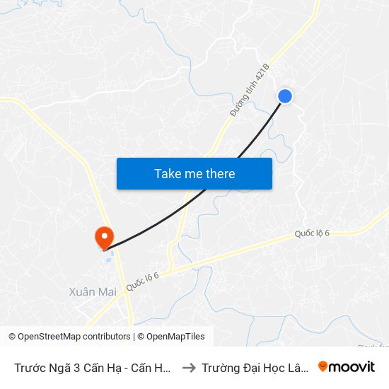 Trước Ngã 3 Cấn Hạ - Cấn Hữu - Quốc Oai to Trường Đại Học Lâm Nghiệp map