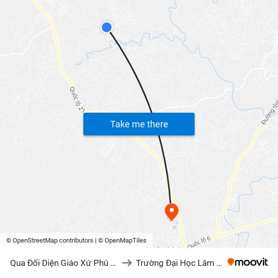 Qua Đối Diện Giáo Xứ Phú Cát 50m to Trường Đại Học Lâm Nghiệp map