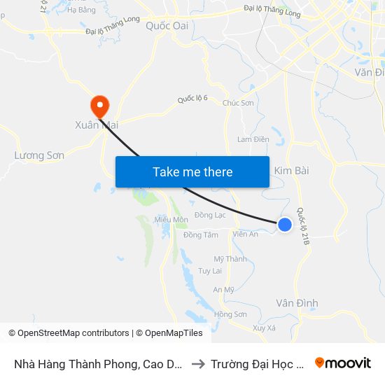 Nhà Hàng Thành Phong, Cao Dương - Tỉnh Lộ 429 to Trường Đại Học Lâm Nghiệp map