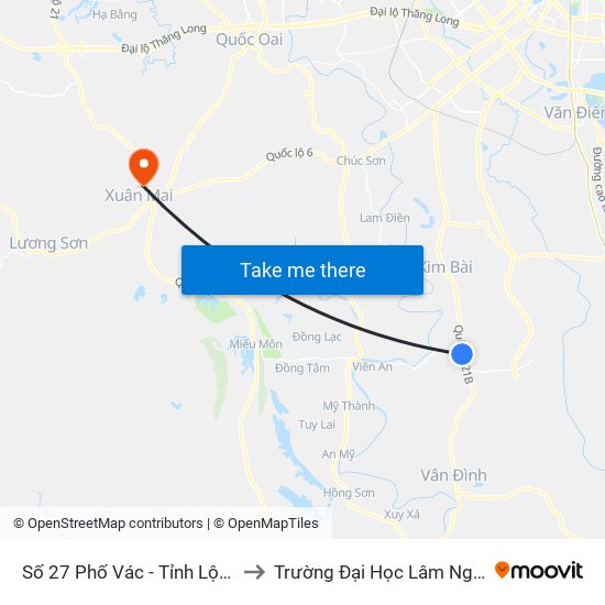 Số 27 Phố Vác - Tỉnh Lộ 429 to Trường Đại Học Lâm Nghiệp map