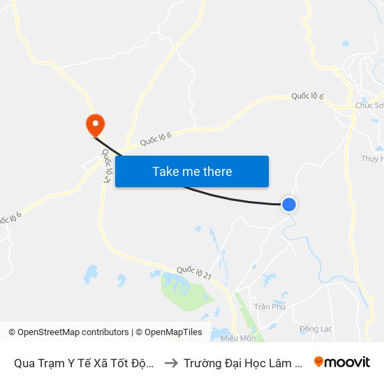 Qua Trạm Y Tế Xã Tốt Động 20m to Trường Đại Học Lâm Nghiệp map