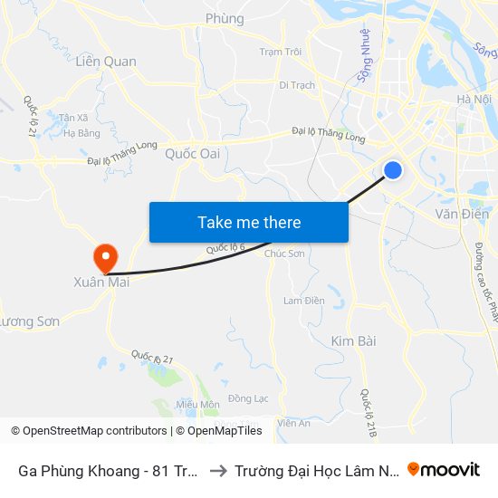 Ga Phùng Khoang - 81 Trần Phú to Trường Đại Học Lâm Nghiệp map
