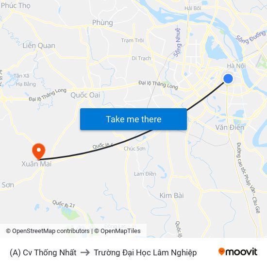 (A) Cv Thống Nhất to Trường Đại Học Lâm Nghiệp map