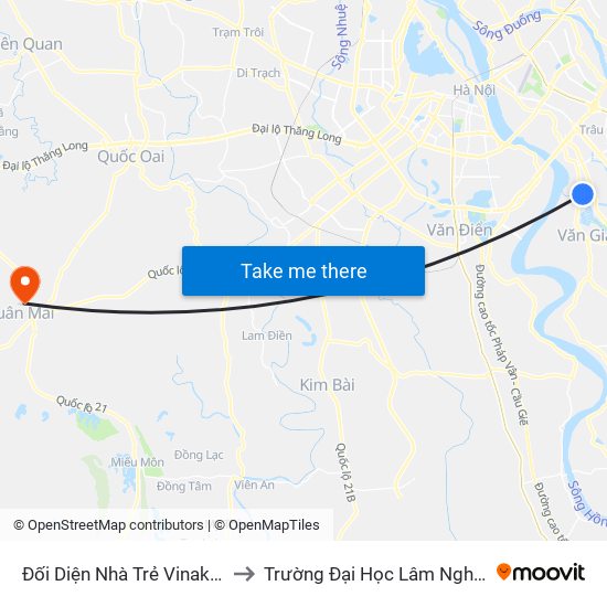 Đối Diện Nhà Trẻ Vinakids to Trường Đại Học Lâm Nghiệp map