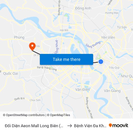 Đối Diện Aeon Mall Long Biên (Cột Điện T4a/2a-B Đường Cổ Linh) to Bệnh Viện Đa Khoa Huyện Hoài Đức map