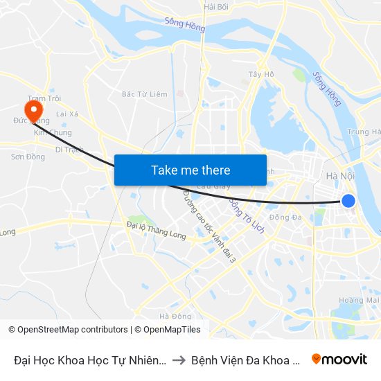 Đại Học Khoa Học Tự Nhiên - 19 Lê Thánh Tông to Bệnh Viện Đa Khoa Huyện Hoài Đức map