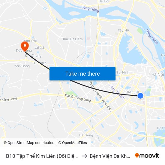 B10 Tập Thể Kim Liên (Đối Diện Ngõ 46b Phạm Ngọc Thạch) to Bệnh Viện Đa Khoa Huyện Hoài Đức map