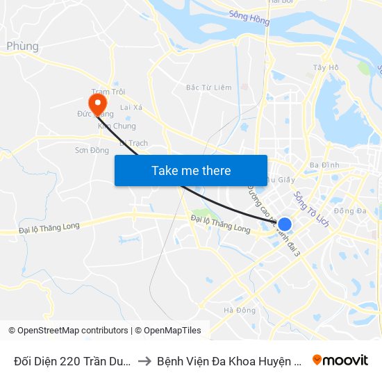 Đối Diện 220 Trần Duy Hưng to Bệnh Viện Đa Khoa Huyện Hoài Đức map