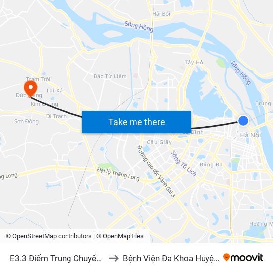 E3.3 Điểm Trung Chuyển Long Biên to Bệnh Viện Đa Khoa Huyện Hoài Đức map