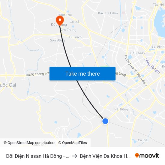 Đối Diện Nissan Hà Đông - Nhà Ga Văn Khê to Bệnh Viện Đa Khoa Huyện Hoài Đức map