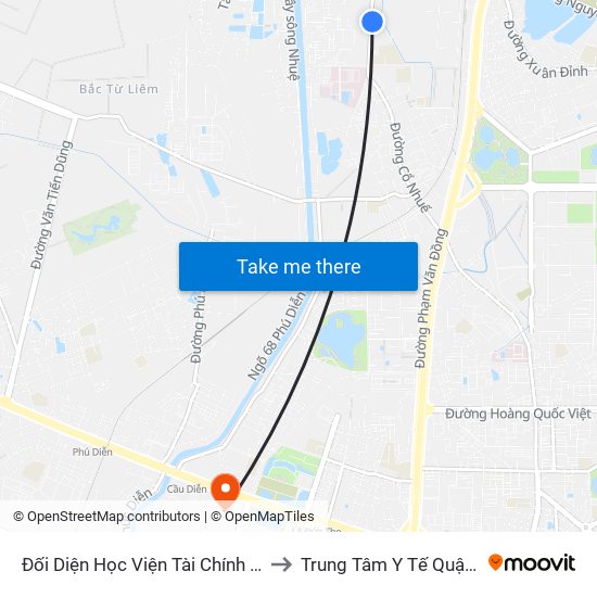 Đối Diện Học Viện Tài Chính - Đường Đức Thắng to Trung Tâm Y Tế Quận Nam Từ Liêm map