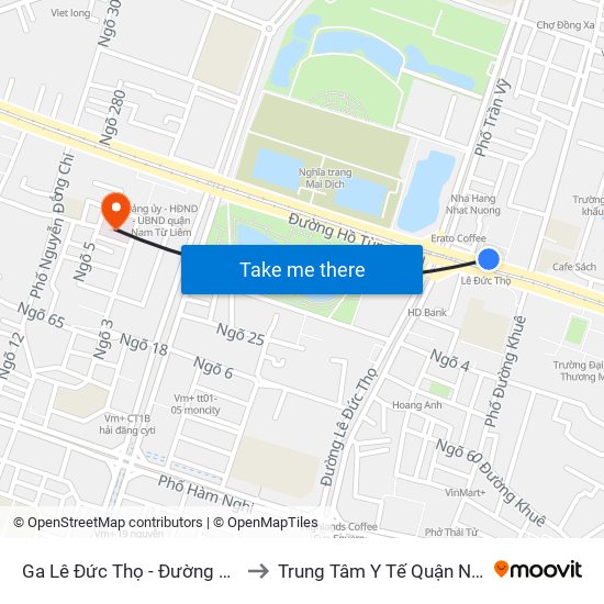 Ga Lê Đức Thọ - Đường Hồ Tùng Mậu to Trung Tâm Y Tế Quận Nam Từ Liêm map