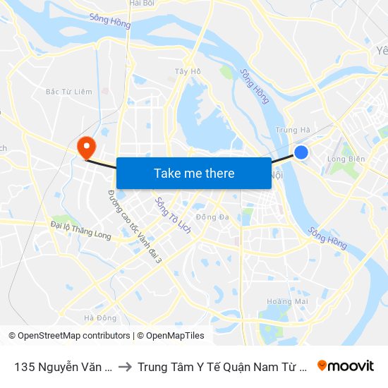 135 Nguyễn Văn Cừ to Trung Tâm Y Tế Quận Nam Từ Liêm map