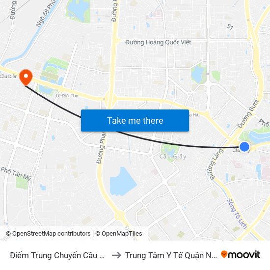 Điểm Trung Chuyển Cầu Giấy - Gtvt 02 to Trung Tâm Y Tế Quận Nam Từ Liêm map