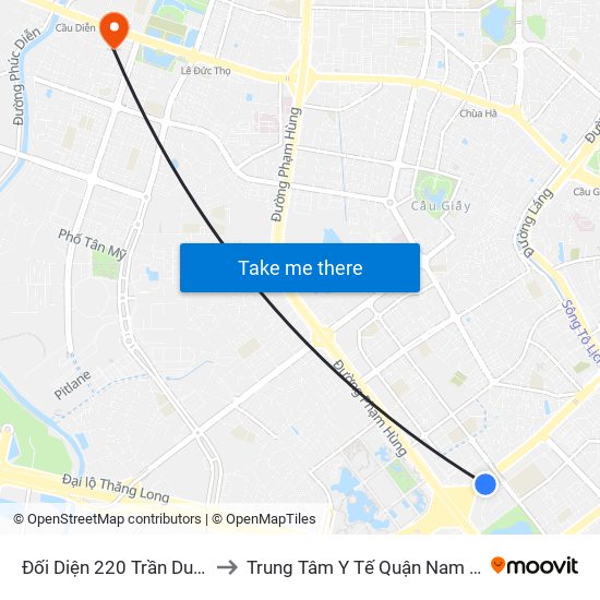 Đối Diện 220 Trần Duy Hưng to Trung Tâm Y Tế Quận Nam Từ Liêm map