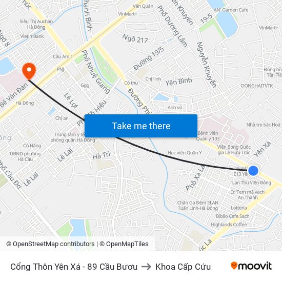 Cổng Thôn Yên Xá - 89 Cầu Bươu to Khoa Cấp Cứu map