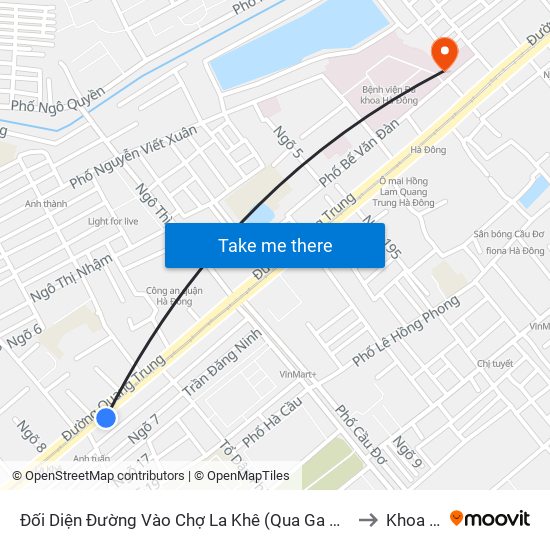 Đối Diện Đường Vào Chợ La Khê (Qua Ga Metro La Khê) - 405 Quang Trung (Hà Đông) to Khoa Cấp Cứu map