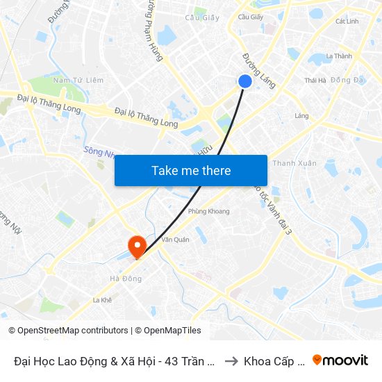 Đại Học Lao Động & Xã Hội - 43 Trần Duy Hưng to Khoa Cấp Cứu map