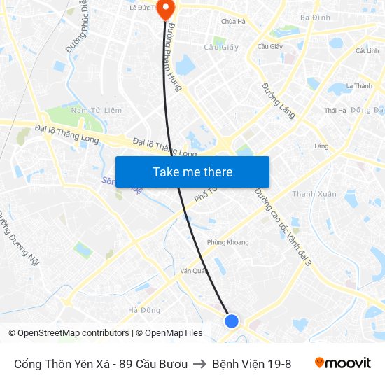 Cổng Thôn Yên Xá - 89 Cầu Bươu to Bệnh Viện 19-8 map