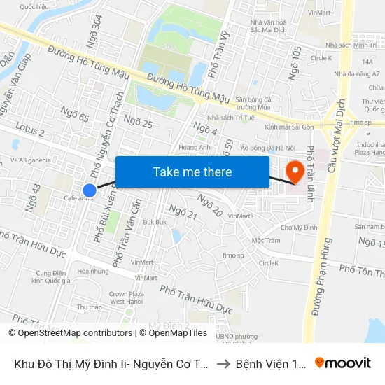 Khu Đô Thị Mỹ Đình Ii- Nguyễn Cơ Thạch to Bệnh Viện 19-8 map