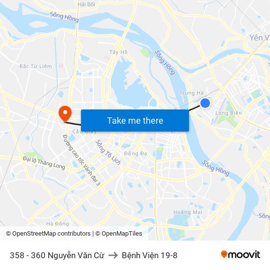 358 - 360 Nguyễn Văn Cừ to Bệnh Viện 19-8 map