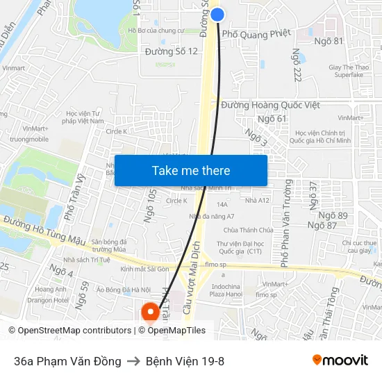 36a Phạm Văn Đồng to Bệnh Viện 19-8 map