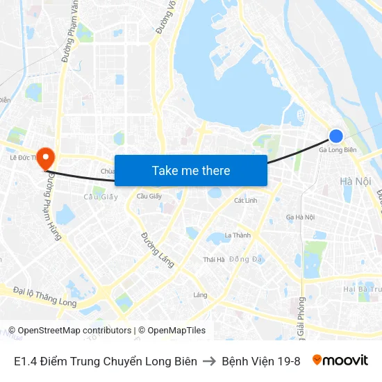 E1.4 Điểm Trung Chuyển Long Biên to Bệnh Viện 19-8 map