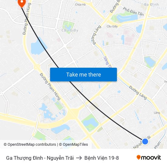 Ga Thượng Đình - Nguyễn Trãi to Bệnh Viện 19-8 map