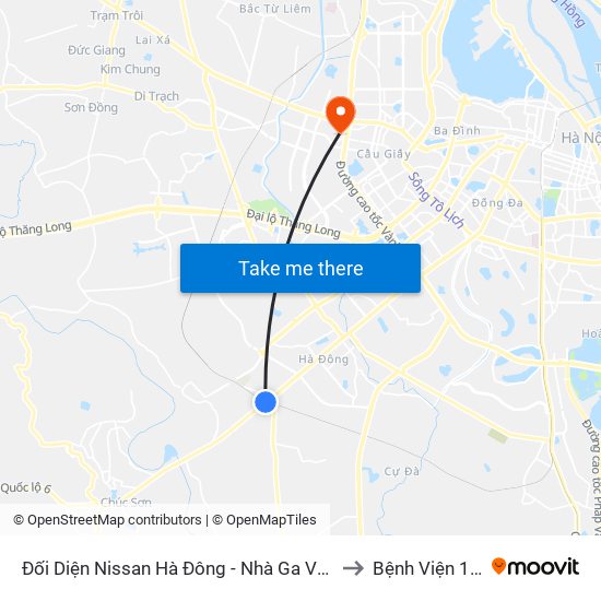 Đối Diện Nissan Hà Đông - Nhà Ga Văn Khê to Bệnh Viện 19-8 map