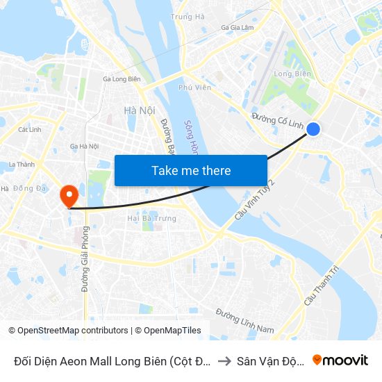 Đối Diện Aeon Mall Long Biên (Cột Điện T4a/2a-B Đường Cổ Linh) to Sân Vận Động Kim Liên map