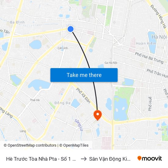 Hè Trước Tòa Nhà Pta - Số 1 Kim Mã to Sân Vận Động Kim Liên map