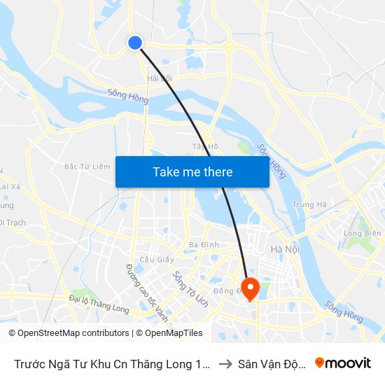 Trước Ngã Tư Khu Cn Thăng Long 100m (Chiều Nội Bài - Hà Nội) to Sân Vận Động Kim Liên map