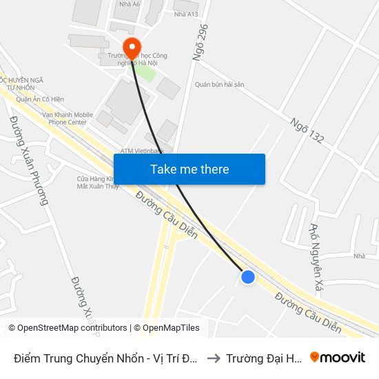 Điểm Trung Chuyển Nhổn - Vị Trí Đỗ Tuyến 20, 29, 32 (Chiều Sơn Tây - Hà Nội)- Đường 32 to Trường Đại Học Công Nghiệp Hà Nội map