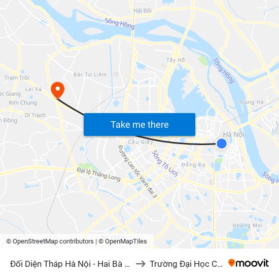 Đối Diện Tháp Hà Nội - Hai Bà Trưng (Cạnh 56 Hai Bà Trưng) to Trường Đại Học Công Nghiệp Hà Nội map