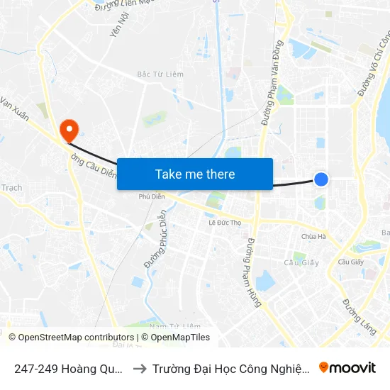 247-249 Hoàng Quốc Việt to Trường Đại Học Công Nghiệp Hà Nội map