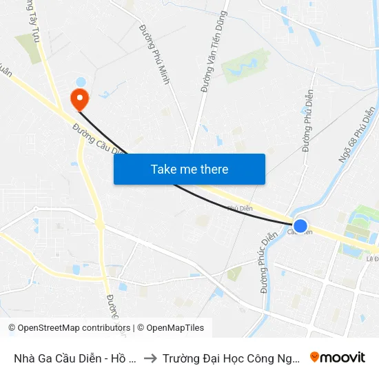 Nhà Ga Cầu Diễn - Hồ Tùng Mậu to Trường Đại Học Công Nghiệp Hà Nội map