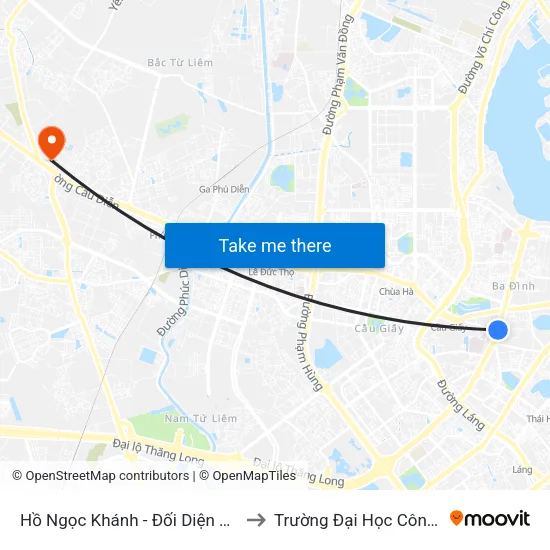 Hồ Ngọc Khánh - Đối Diện 37 Nguyễn Chí Thanh to Trường Đại Học Công Nghiệp Hà Nội map