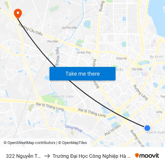 322 Nguyễn Trãi to Trường Đại Học Công Nghiệp Hà Nội map