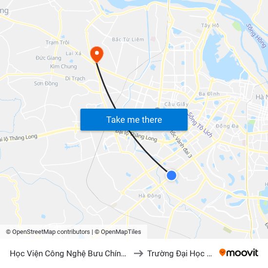 Học Viện Công Nghệ Bưu Chính Viễn Thông - Trần Phú (Hà Đông) to Trường Đại Học Công Nghiệp Hà Nội map