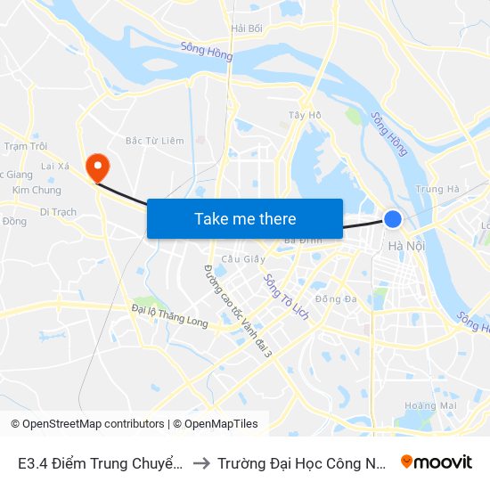 E3.4 Điểm Trung Chuyển Long Biên to Trường Đại Học Công Nghiệp Hà Nội map