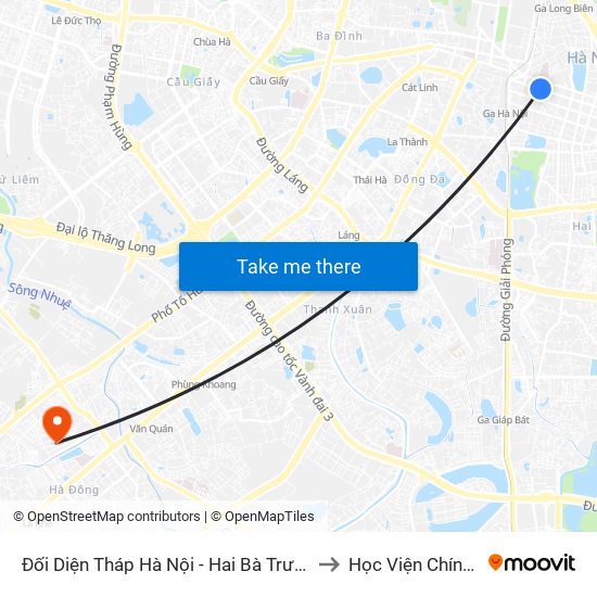 Đối Diện Tháp Hà Nội - Hai Bà Trưng (Cạnh 56 Hai Bà Trưng) to Học Viện Chính Trị Quân Sự map