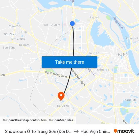 Showroom Ô Tô Trung Sơn (Đối Diện 315 Phạm Văn Đồng) to Học Viện Chính Trị Quân Sự map