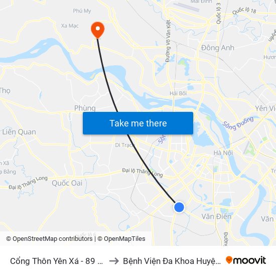 Cổng Thôn Yên Xá - 89 Cầu Bươu to Bệnh Viện Đa Khoa Huyện Mê Linh map