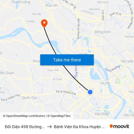 Đối Diện 498 Đường Láng to Bệnh Viện Đa Khoa Huyện Mê Linh map