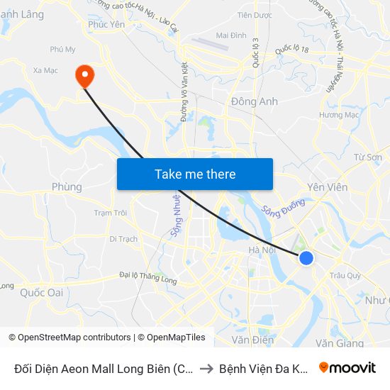 Đối Diện Aeon Mall Long Biên (Cột Điện T4a/2a-B Đường Cổ Linh) to Bệnh Viện Đa Khoa Huyện Mê Linh map
