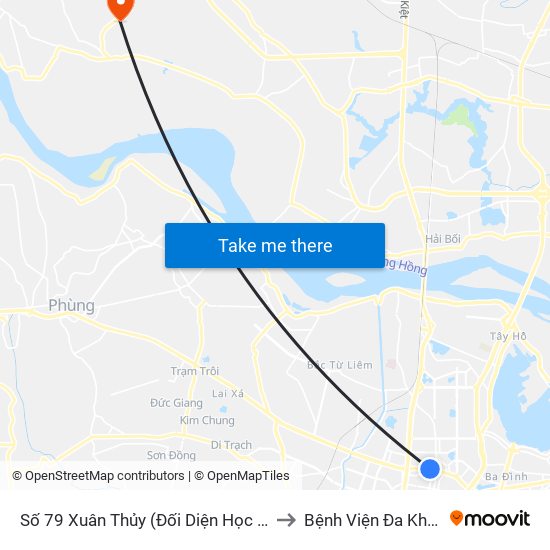 Số 79 Xuân Thủy (Đối Diện Học Viện Báo Chí Và Tuyên Truyền) to Bệnh Viện Đa Khoa Huyện Mê Linh map
