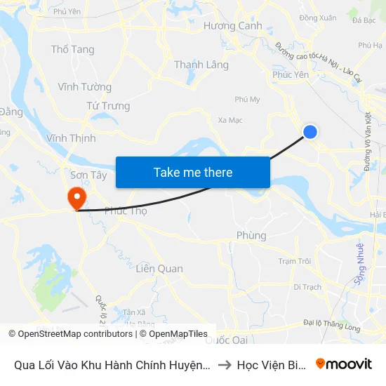 Qua Lối Vào Khu Hành Chính Huyện Mê Linh 100m - Ql23 to Học Viện Biên Phòng map