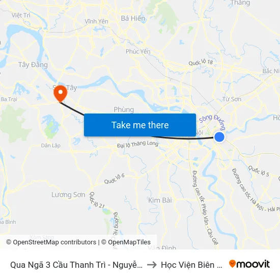 Qua Ngã 3 Cầu Thanh Trì - Nguyễn Văn Linh to Học Viện Biên Phòng map