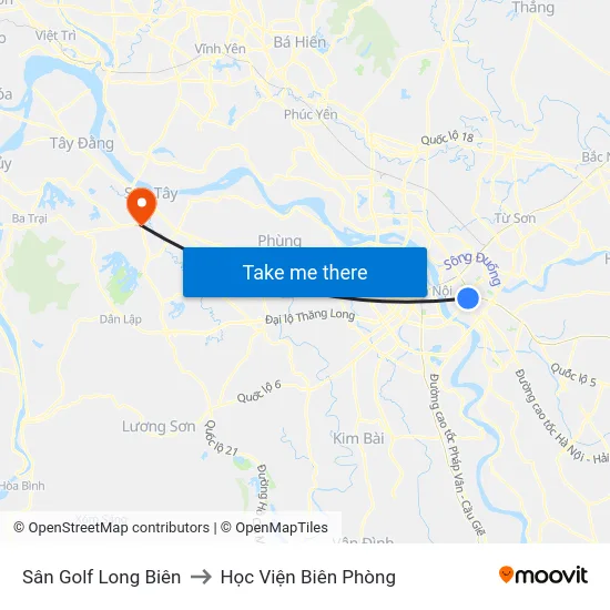 Sân Golf Long Biên to Học Viện Biên Phòng map
